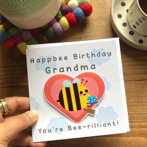 Geburtstagskarte für Oma-Süße handgemachte lustige Wortspiel-Bee Gruß-Karte-besondere Anlässe Neuheitskarte für Großmutter-handgefertigte quadratische Karte