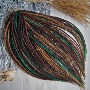 Synthetic Dread Extensions: Brown, Red, Green Dreadlocks - Single or Double Ended