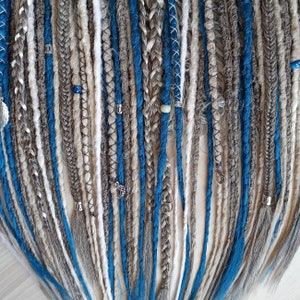 Winterset, Dreadlockverlängerungen Weiß graue Dreadlockverlängerungen. Synthetische Double Single Ended Viking Fishtail Braids Schmuck