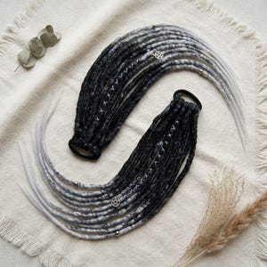Dreads on hairband Ponytail dreads black gray synthetic dreadlock extensions Witch Goth hair Locks on elastic band
