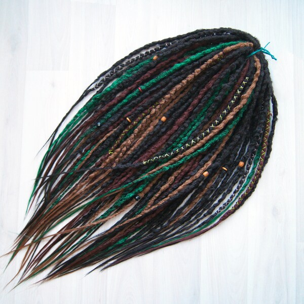 Witch Dread extensions Synthetic brown red green dreadlock extensions Handmade Double or Single ended dreads Temporary Alternative hair