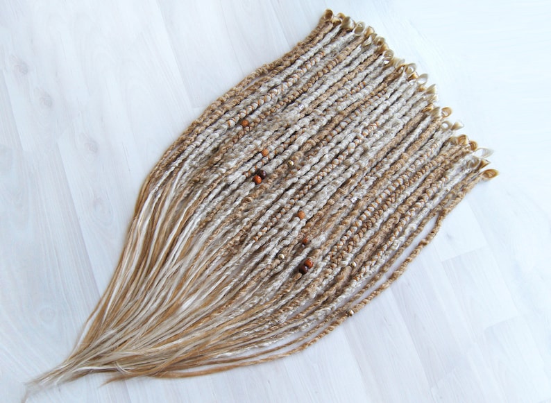 Synthetic Blonde Dreadlock Extensions Crochet Double Ended or Single Ended Dreads Custom Fake Full set DE SE
