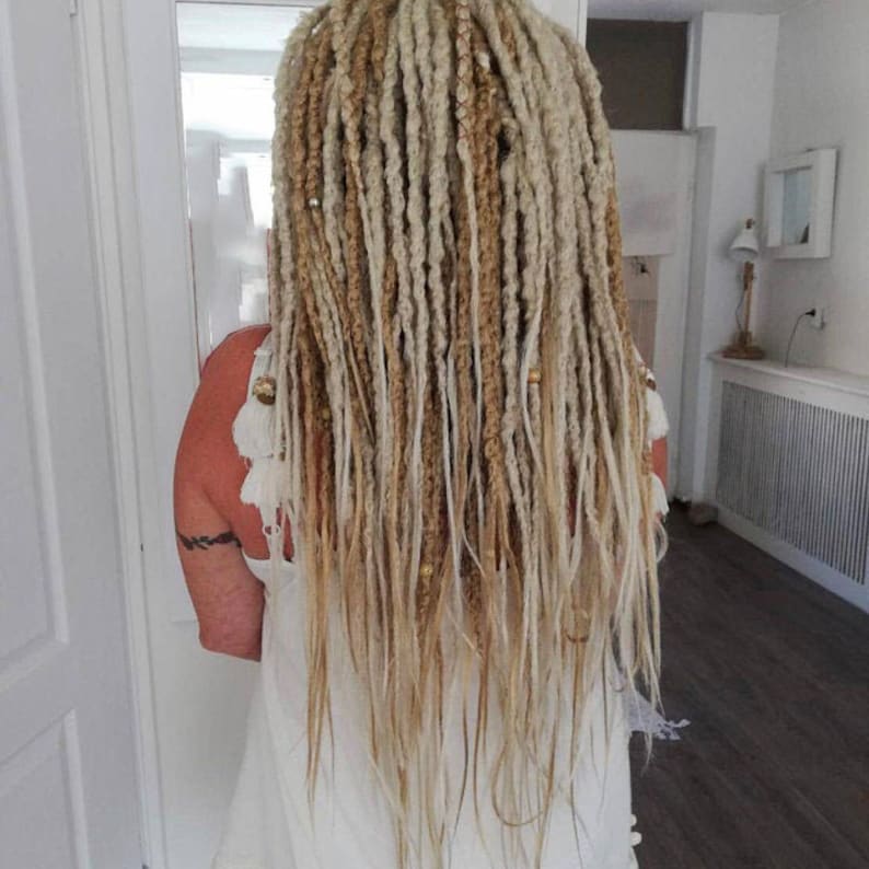 Synthetic Blonde Dreadlock Extensions Crochet Double Ended or Single Ended Dreads Custom Fake Full set DE SE