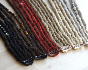 Clip In 4 Dreadlock Erweiterungen Crochet Dreads Custom Kunsthaar Boho Hair Wraps Beads