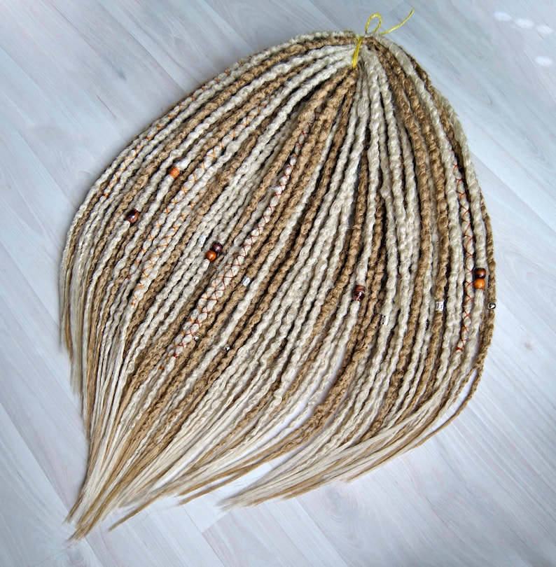 Synthetic Blonde Dreadlock Extensions Crochet Double Ended or Single Ended Dreads Custom Fake Full set DE SE