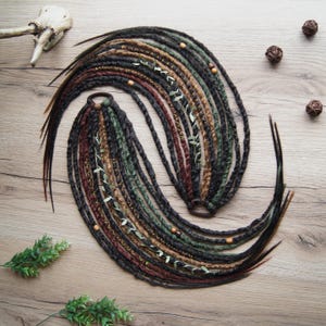 Dreads on hairband Forest witch kit Ponytail brown green red synthetic Dreadlocks extensions bohemian boho style Wig Hair Falls cosplay