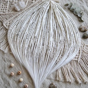 Platinum Blonde Dreadlock Extensions: White Icy Tone, Silver Charm Accents (SE/DE)