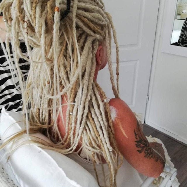 Synthetic Blonde Dreadlock Extensions Crochet Double Ended or Single Ended Dreads Custom Fake Full set DE SE