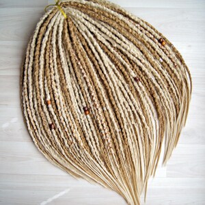 Synthetic Blonde Dreadlock Extensions Crochet Double Ended or Single Ended Dreads Custom Fake Full set DE SE
