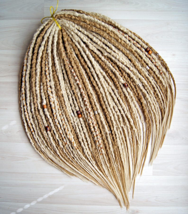 Synthetic Blonde Dreadlock Extensions Crochet Double Ended or Single Ended Dreads Custom Fake Full set DE SE