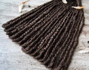 Synthetic Dreadlock Extension, Brown Dreads, Boho gypsy Style, Double or Single ended, DE or SE, Fake Dreads, Brown Hair Extensions