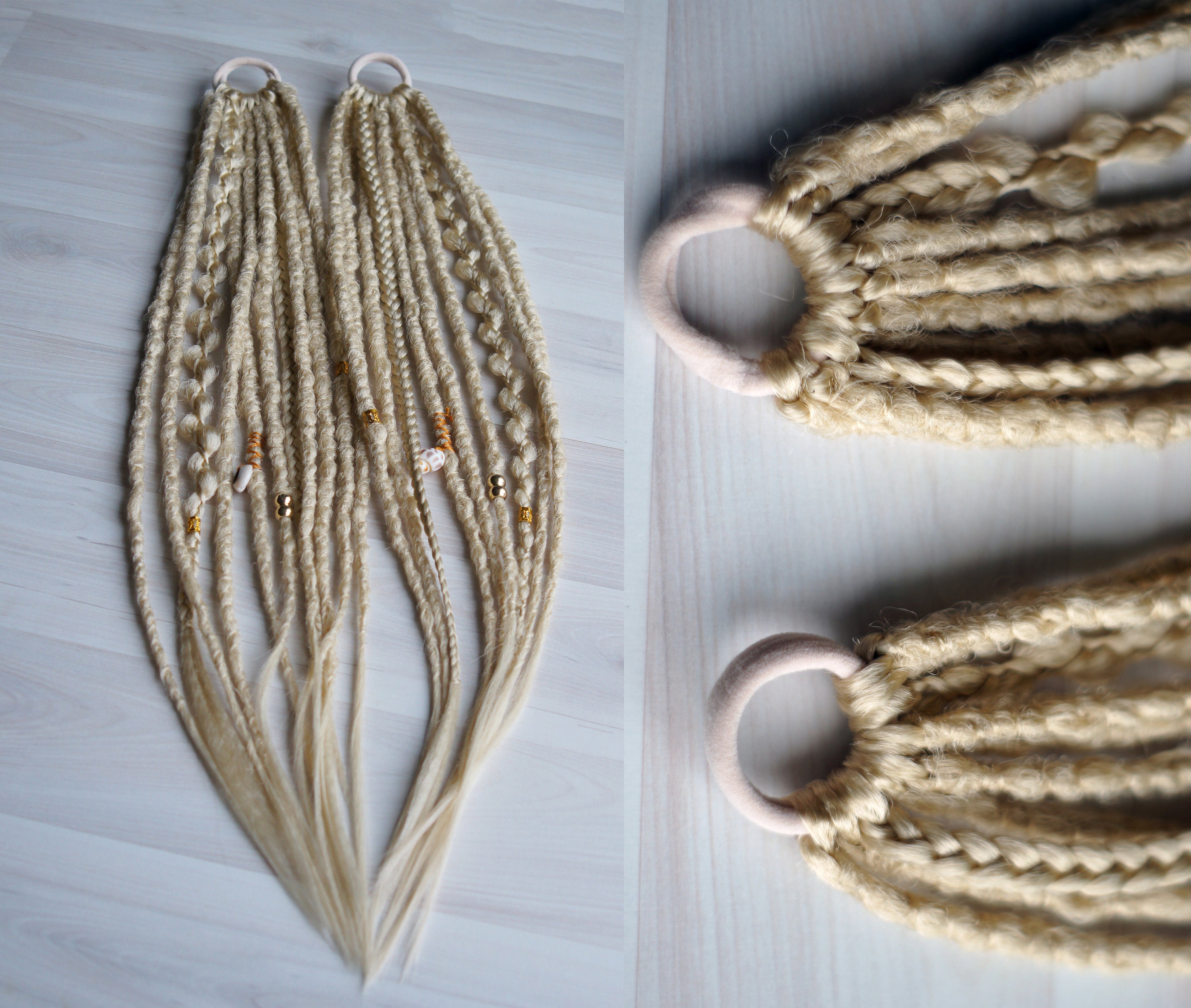 Dreads on hairband Crochet Dreadlocks extensions Ponytail blonde synthetic summer hair Hippie bohemian boho style Instant extension