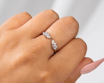 Eheringe aus 925er Sterlingsilber für Damen, eleganter Moissanit-Verlobungsring für Sie, einzigartiger Verlobungsring für Frauen, Jubiläumsgeschenk für Sie