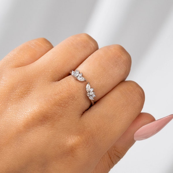925 Sterling Silver Wedding Bands Women, Elegant Moissanite Engagement Ring for Her, Unique Promise Ring for Women, Anniversary Gift for Her