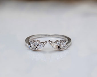 Elegant Moissanite Engagement Ring for Her, Sterling Silver Wedding Bands Women, Unique Promise Rings, Anniversary & Birthday Gift for Her