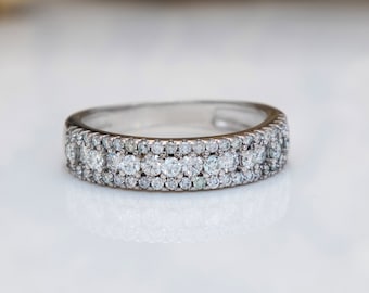Elegant Moissanite Engagement Ring, 925 Sterling Silver Wedding Band for Women, Stackable Promise Ring for Her, Anniversary Gift for Her