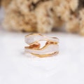 White Enamel Ring for Women, Gold Plated Adjustable Ring, Open Stackable Ring, Enamel Engagement Ring, Best Wedding Anniversary Gift for Her