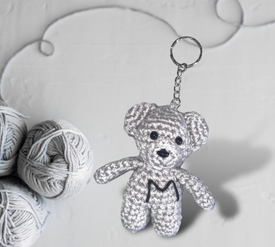 White Crystal Bear Key Chains Cute Keyrings Tassel Leather 