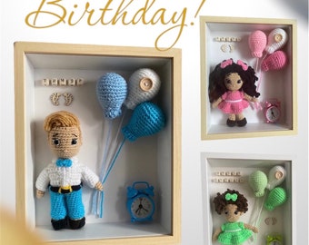 Personalised 3D Frame with Doll/ Gift / Handmade