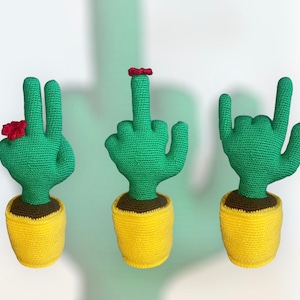 Cactus pot &quot;Middle Finger&quot; crochet pattern  / Cactus amigurumi pattern / PDF English