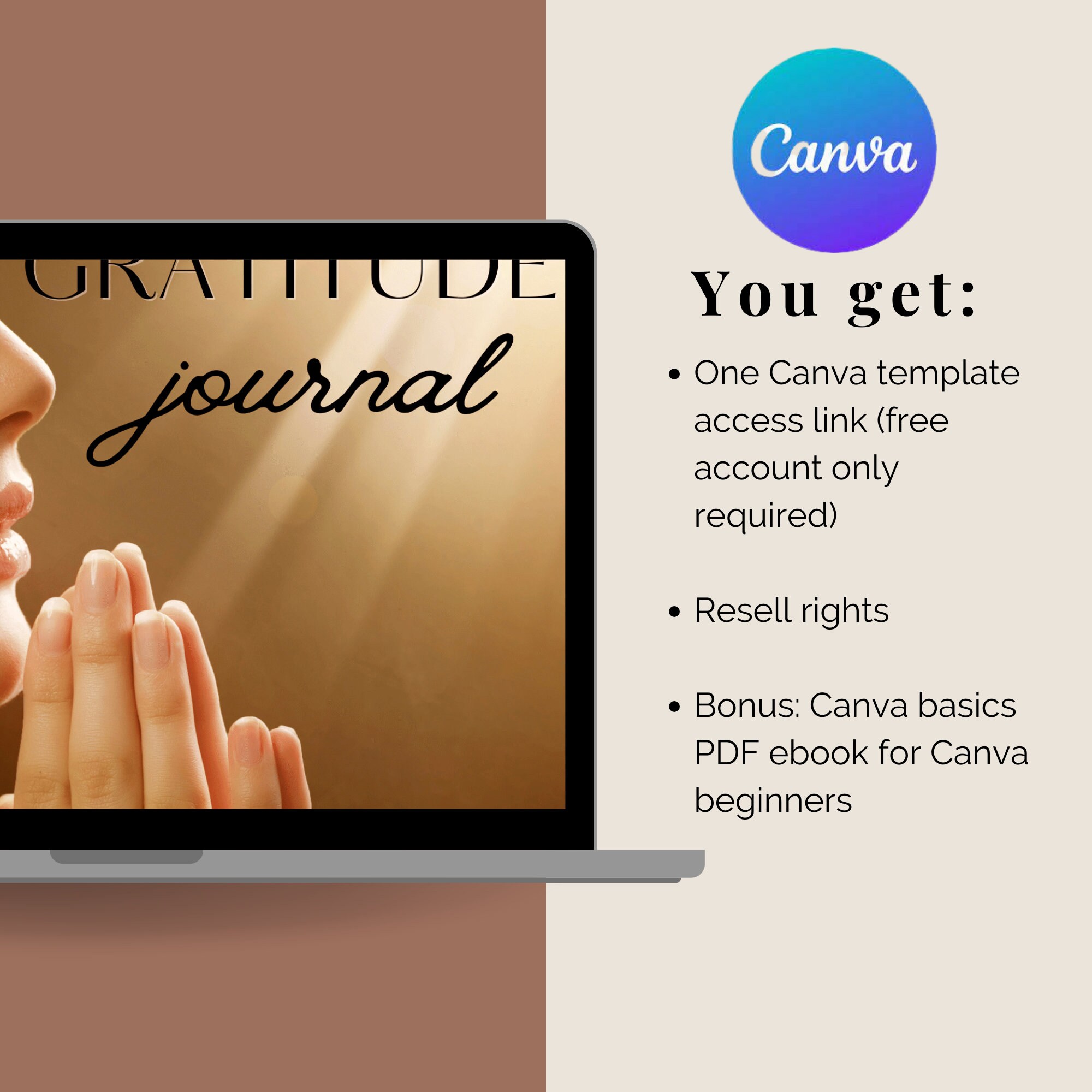 PLR Christian Gratitude Journal Canva Template 68 Pages, Full Master ...