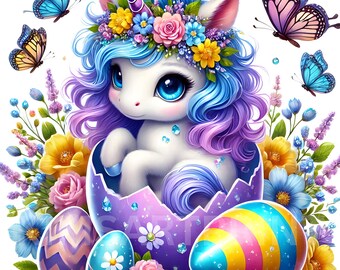 Watercolor Unicorn Easter Egg Clipart, Set of 12 PNG, Easter Clipart, Spring Clipart Bundle, Easter Unicorn Collection, Commercial Use