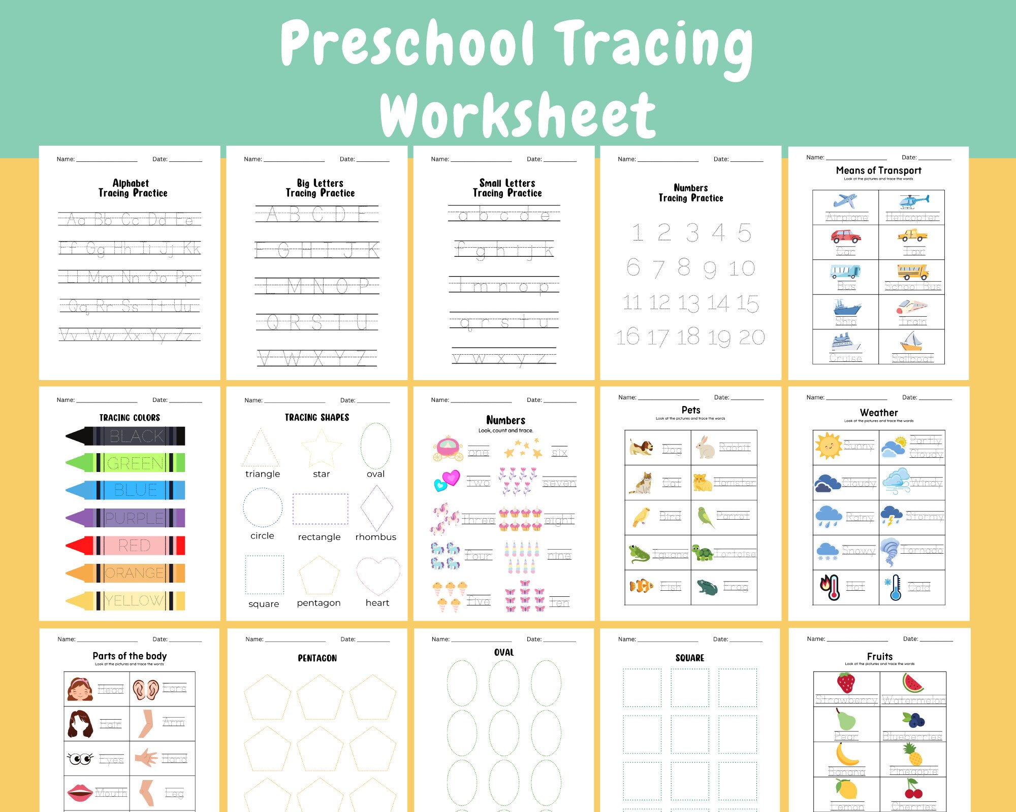 Preschool Printable Tracing Worksheet, Toddler Learning Materials ...
