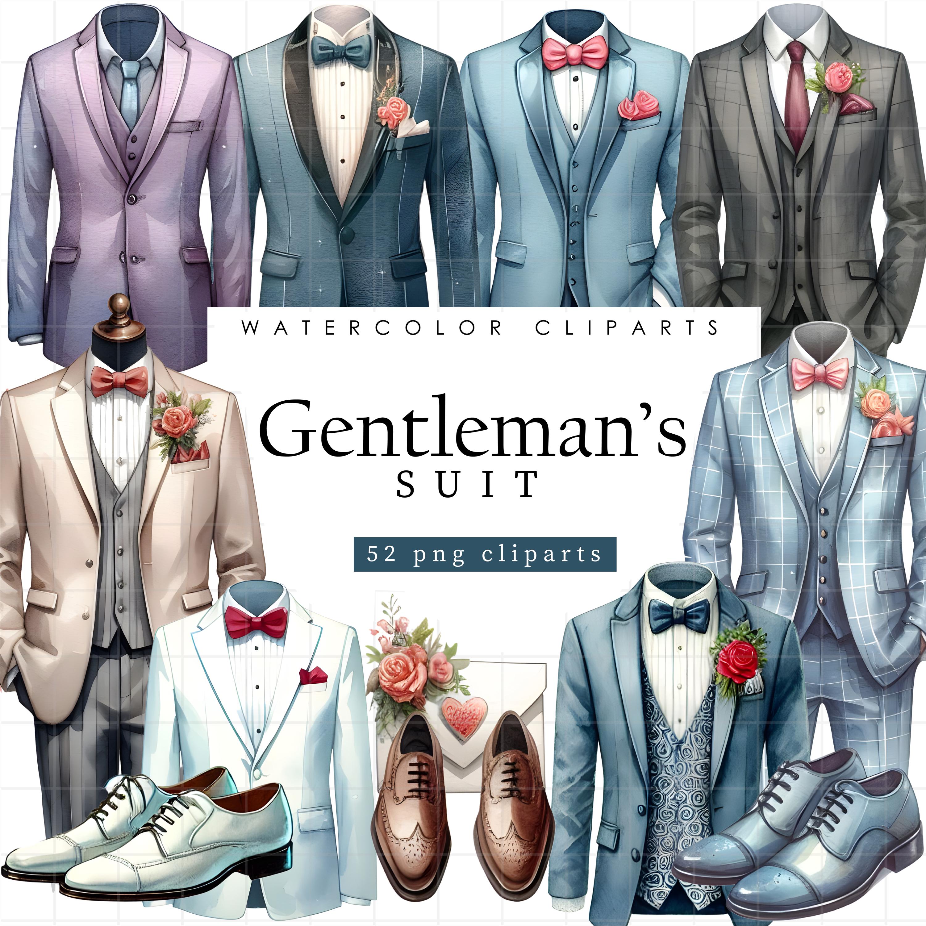 Gentleman Suit clipart, aquarel pak png, smoking clipart, schoenen,  stalknecht, bruidegom kleding, vrijgezellenfeest, pak en stropdas, digitale  download - Etsy België, image size:3000x3000