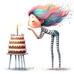 Schrullig Geburtstagskind Clipart, Set von 10 JPG, kommerzielle Nutzung, süßes Geburtstagskind, Sofort Download, wunderliche Geburtstag, DIY Geburtstagskarte