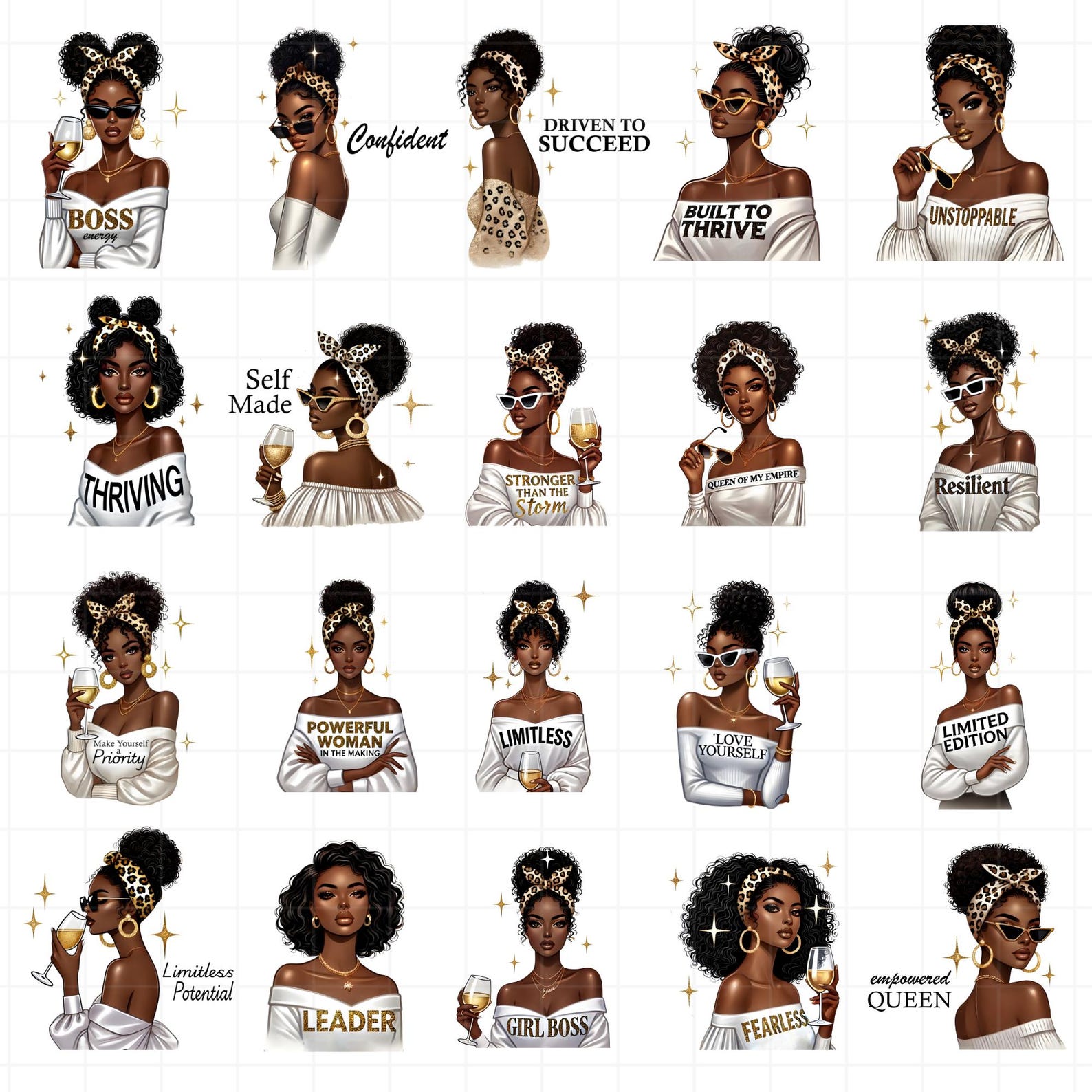 20 Black Boss Lady Clipart Collection, Black Woman Png Bundle, Girl ...