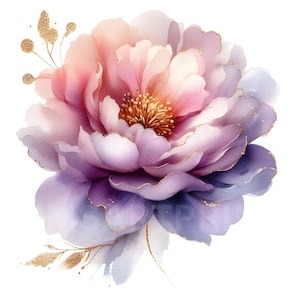 Bundle de cliparts aquarelle fleur abstrait, lot de 16 fleurs PNG, rose poudré et rose poudré, téléchargement immédiat de haute qualité, art floral aquarelle