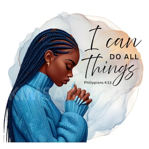 18 PNG Black Girl Praying Clipart Collection, Faith Bundle Cliparts, African American PNG, Melanin Girls, Religious Clipart, Transparent BG