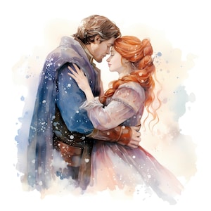 Paquete de imágenes prediseñadas de acuarela de pareja amorosa, hermoso conjunto PNG de pareja abrazándose, ilustración de escena de ambiente navideño de amor romántico, pareja besándose