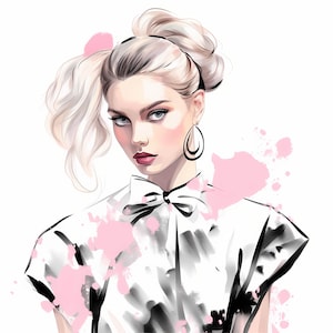 Minimalistische Mode Mädchen Aquarell Clipart, moderne Straßenmode, Mode Mädchen Straße Bleistift Malerei, Mode-Illustration, abstrakte Kunst