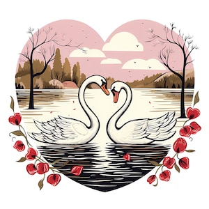 Cisnes felices acuarela PNG Clipart, tarjetas románticas conjunto de cisnes, conjunto de imágenes prediseñadas de amor, conjunto de tarjetas de cisnes, imágenes prediseñadas de Burd, diario basura, uso comercial