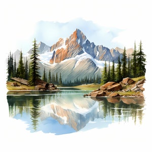 Paquete de arte de bocetos de acuarela del Parque Nacional Jasper, arte de bocetos imprimible del Parque Nacional Jasper, papel digital, diario basura, arte de la pared de la naturaleza