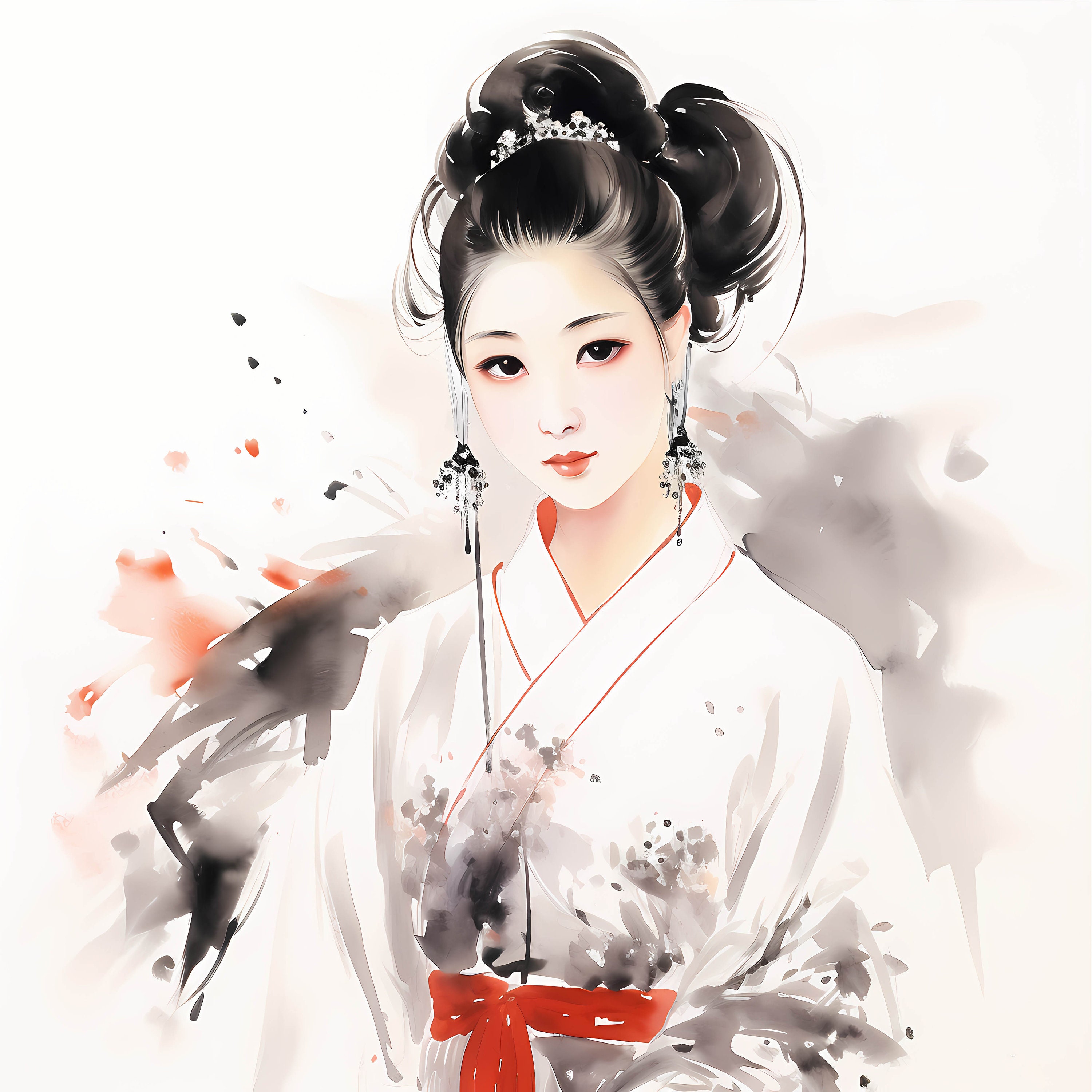 Traditional Chinese Woman Painting Clipart Bundle, Minimalist ...