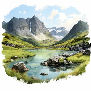 Snowdonia National Park Aquarell Skizze, Snowdonia National Park Druckbare Skizze, Karte & Planer-Herstellung, Snowdon Mountain, Nordwales