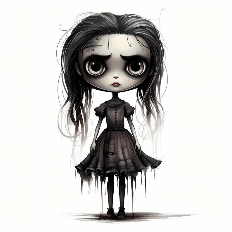 Halloween Gothic Doll Watercolor Clipart Bundle, Halloween Gothic Doll ...