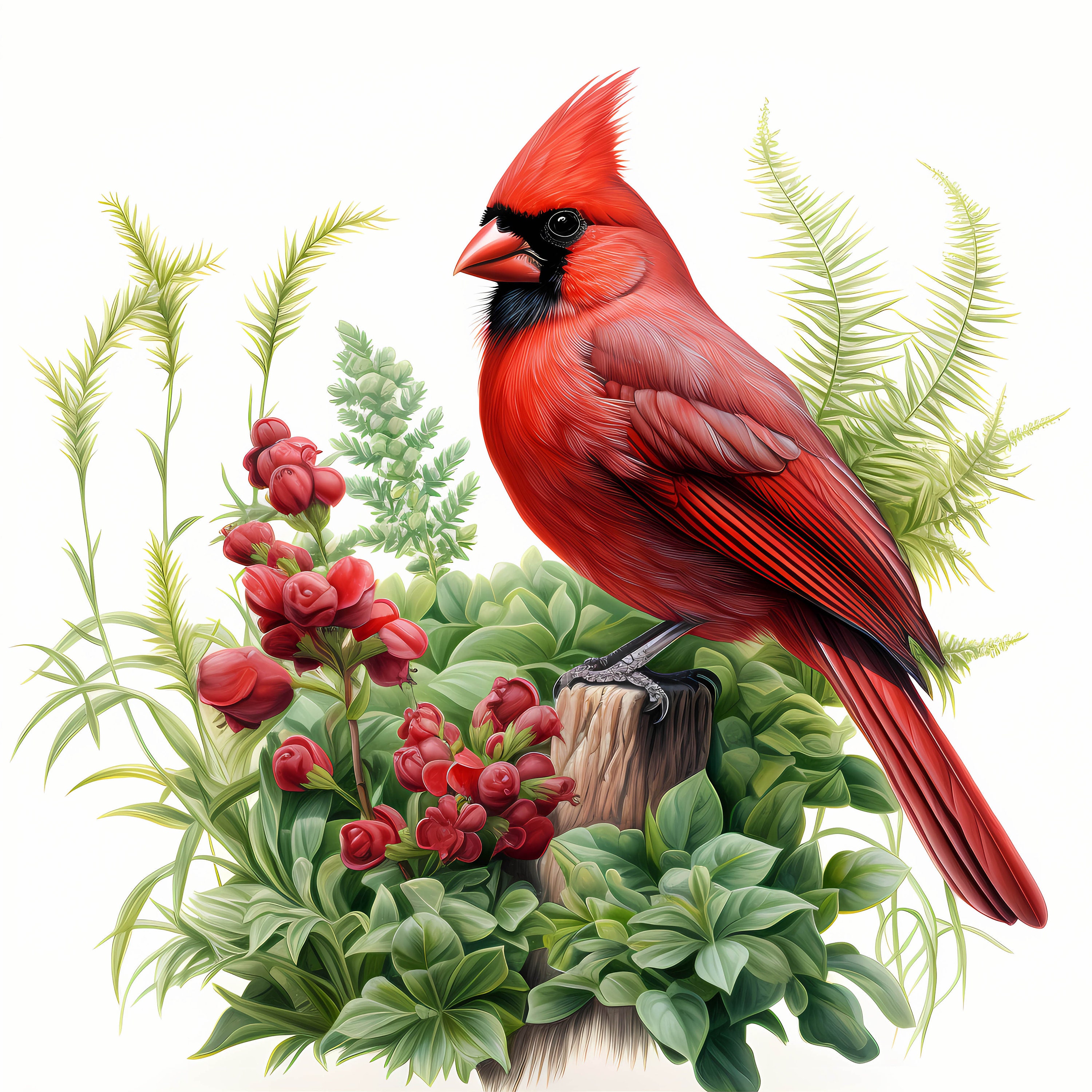 Red Cardinal Watercolor Clipart Bundle, Colorful Red Cardinal Set ...