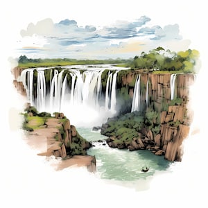 Iguazu National Park Watercolor Sketch Art Set, Iguazu National Park ...