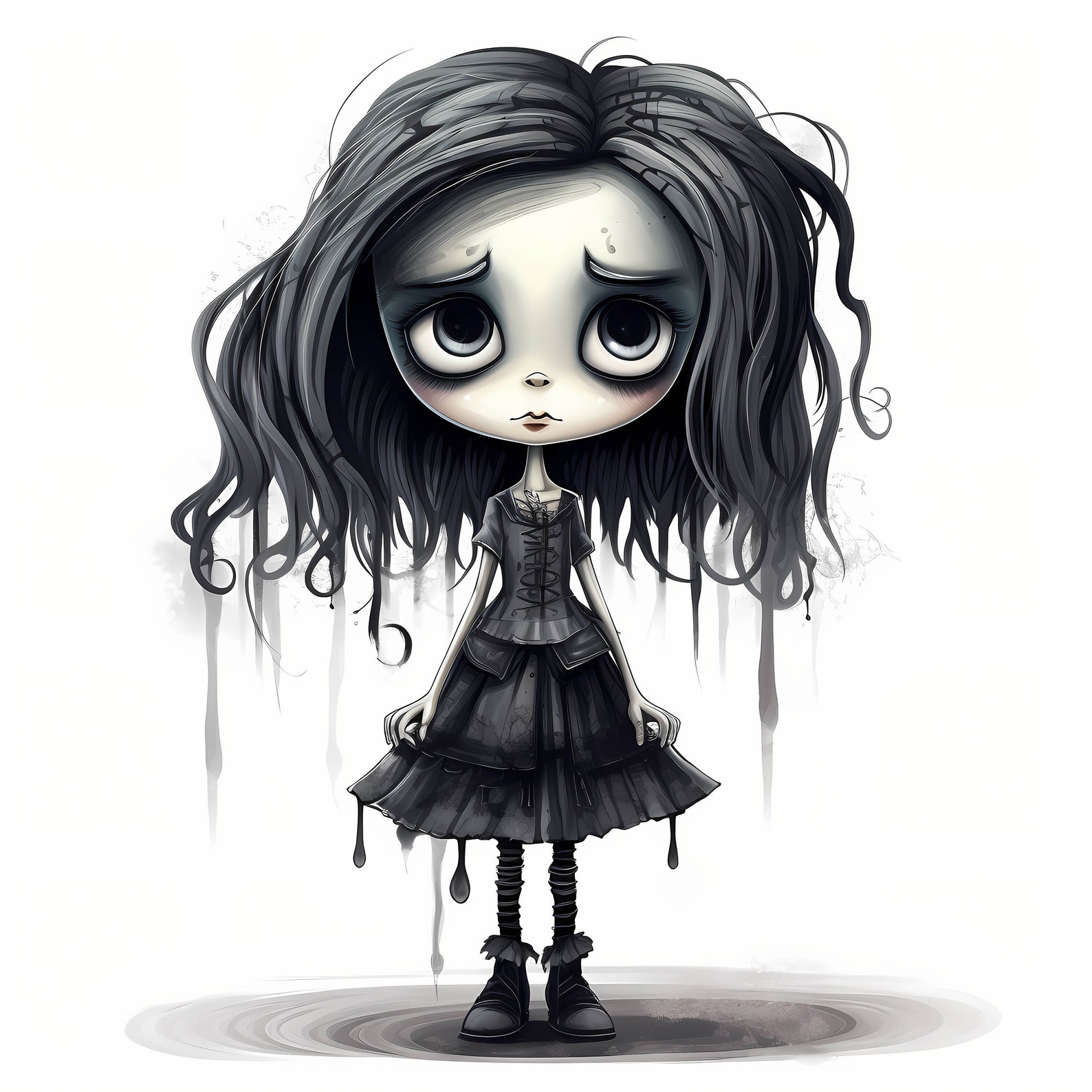 Halloween Gothic Doll Watercolor Clipart Bundle, Halloween Gothic Doll ...