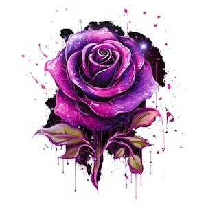 Lila Rose Aquarell PNG Clipart, Aquarell Blumen Clipart, Lila Rose Transparent PNG Bundle, Lila Rose Set, Lila Blumen Clipart