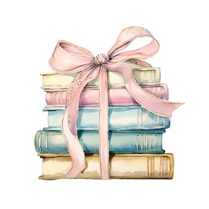 Pila de libros antiguos imágenes prediseñadas de acuarela, libros antiguos atados con cinta PNG conjunto, arte de la pared del libro, artesanía de papel, conjunto de amantes de los libros, uso comercial
