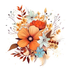 Aquarell Boho Blumen, Boho Blumen Beige Blumenstrauß Clipart, Boho Blumenstrauß Clipart, Hochzeit einladen, Karte und Zeitschrift machen, kommerziell