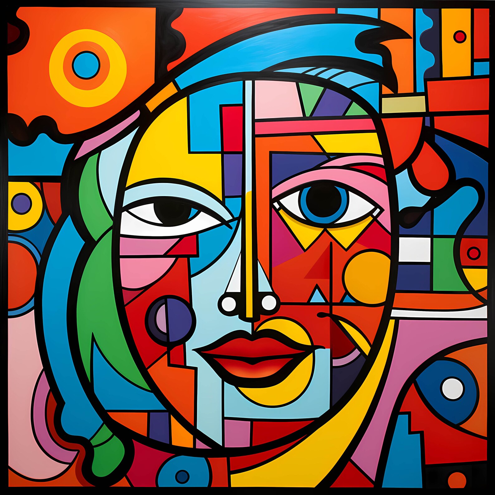 Vibrant Abstract Art Woman Face Board Print Portrait Bundle, Vibrant ...