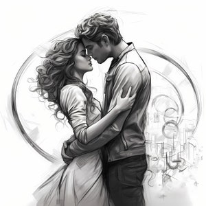 Romantic 2024 couple sketch