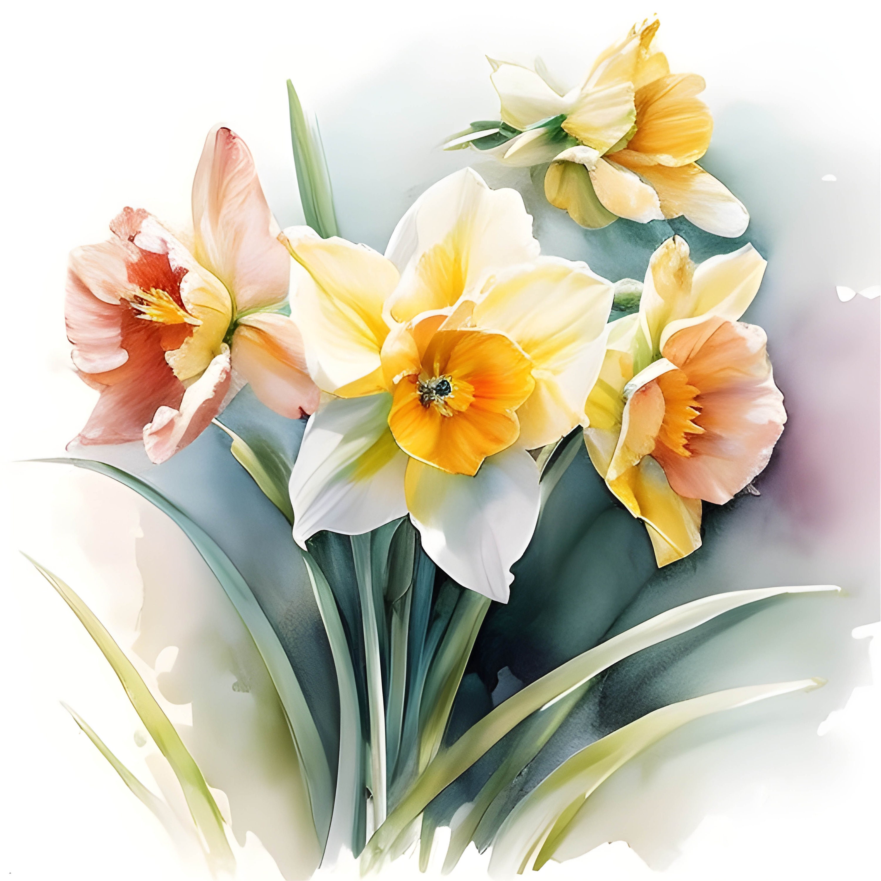 Daffodil Watercolor Clipart Watercolor Floral Clipart Daffodil