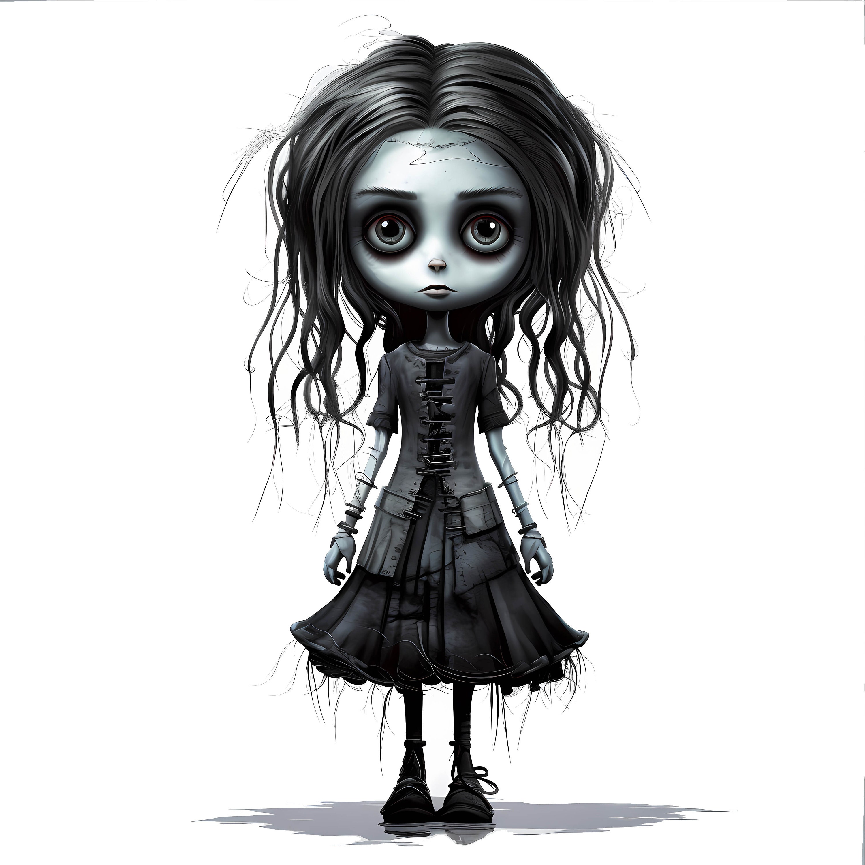 Halloween Gothic Doll Watercolor Clipart Bundle, Halloween Gothic Doll ...