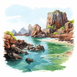 Pacchetto di schizzi ad acquerello del Parco nazionale delle Galapagos, Schizzo stampabile del Parco nazionale delle Galapagos, Creazione di cartoline delle Galapagos, Arte della parete naturale